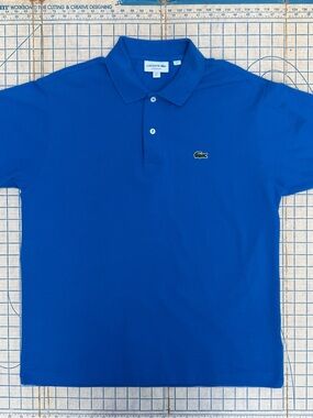 Lacoste Men’s Royal Blue Cotton Pique Polo Alligator Patch Shirt Top Large